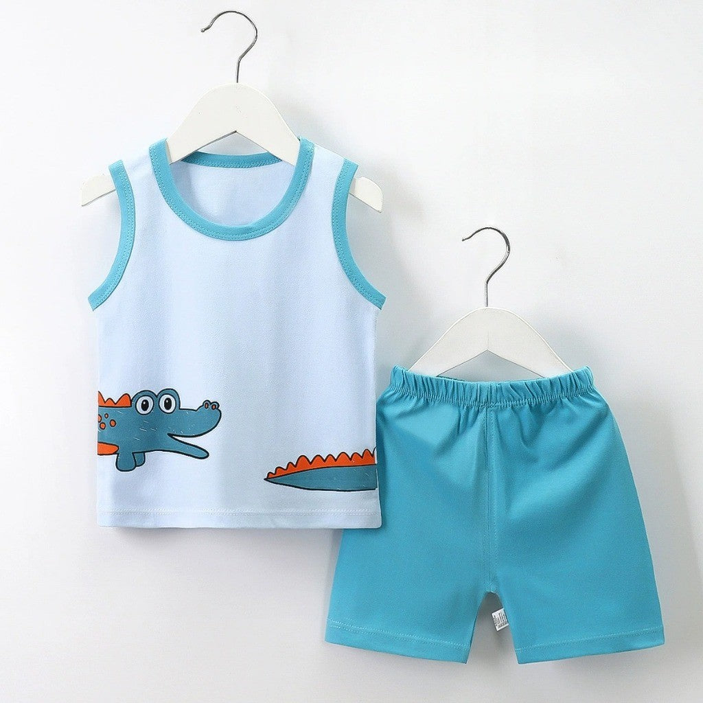 Baju Singlet Budak Lelaki 6mths-6yrs Baby Boy Clothes Set Sleeveless Kanak Basahan Baju Harian Anak