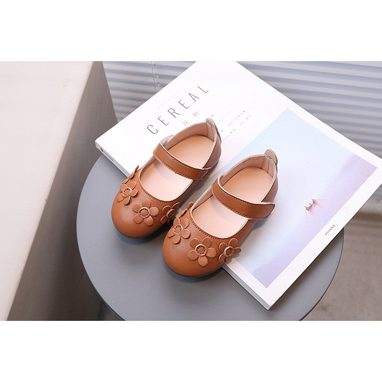 Kasut Sekolah Budak Perempuan Mary Jane Anti Slip Soft Sole Velcro PU Leather Anak Jalan