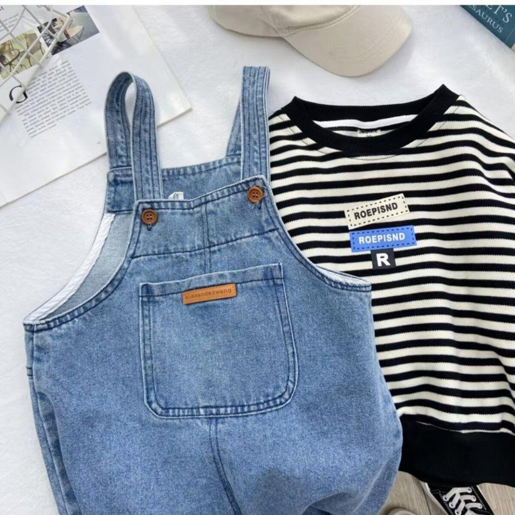 Baju Anak Jumpsuit Denim Jeans Budak 1-6Y Kids Clothes Overall Seluar Baju Jalan Baby Boy Girl Pakaian