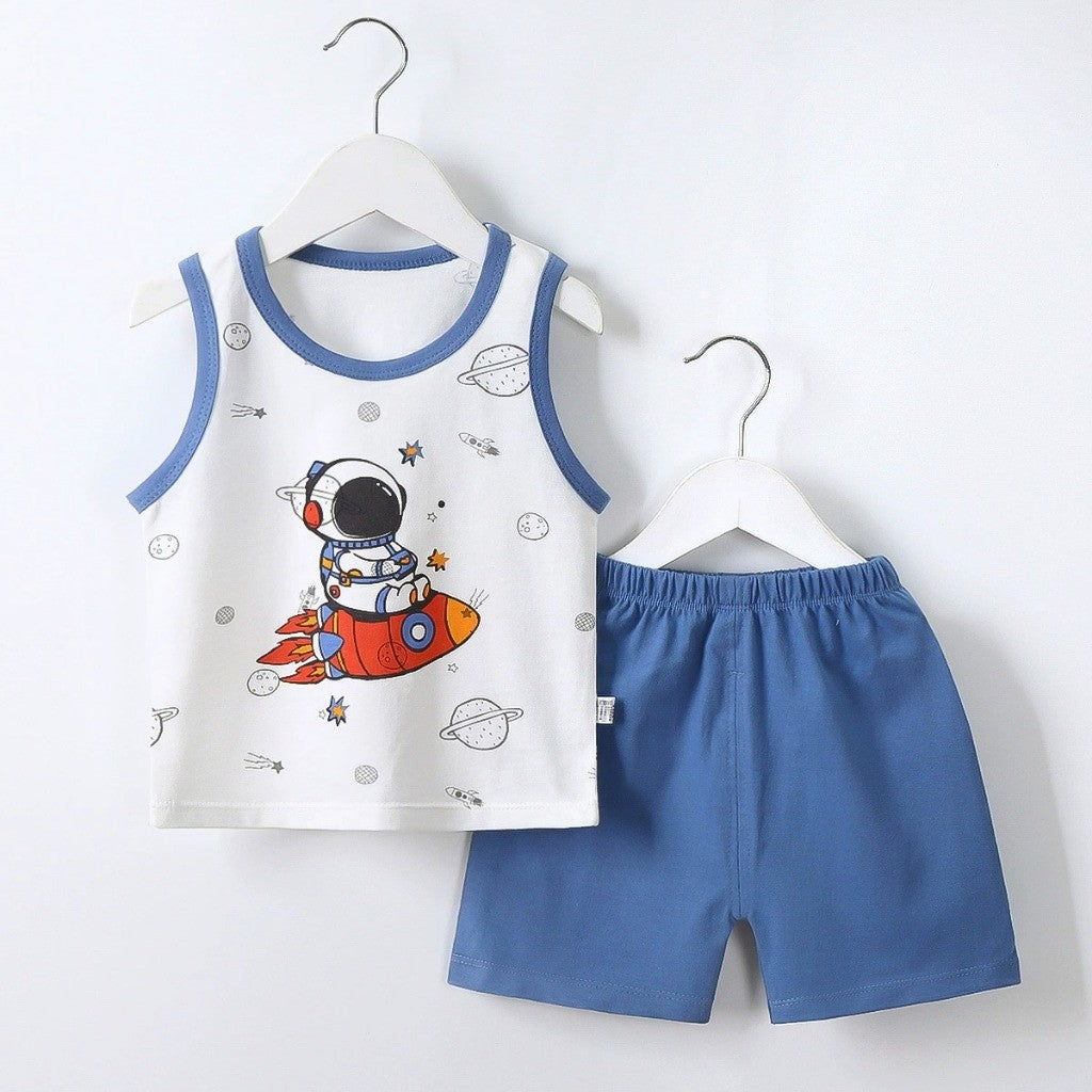 Baju Singlet Budak Lelaki 6mths-6yrs Baby Boy Clothes Set Sleeveless Kanak Basahan Baju Harian Anak