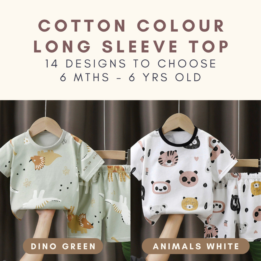 Baju Budak Set 6mths-6yrs Baby Boy Clothes Toddler Kids Girl Shirt Pants Short Sleeves Lengan Pendek