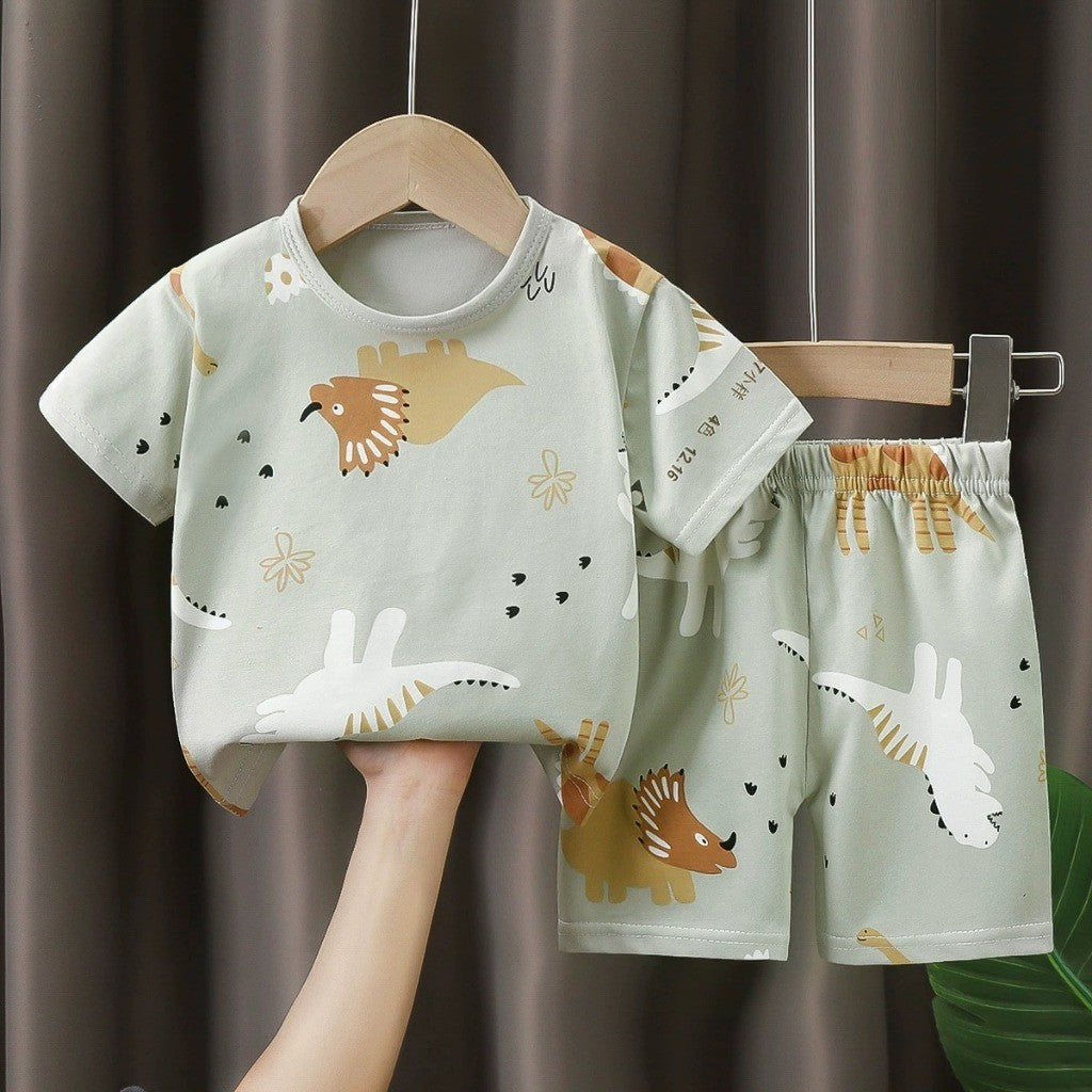 Baju Budak Set 6mths-6yrs Baby Boy Clothes Toddler Kids Girl Shirt Pants Short Sleeves Lengan Pendek