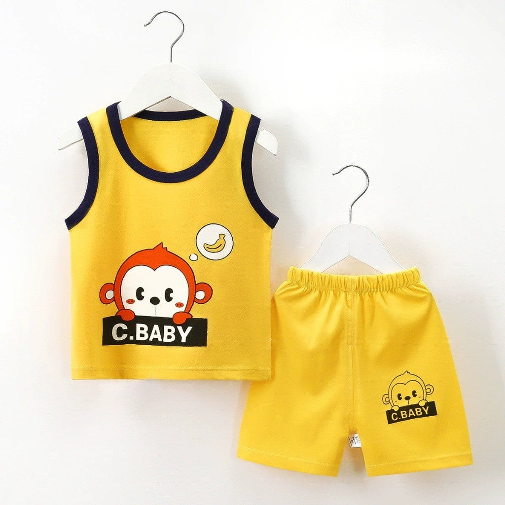 Baju Singlet Budak Lelaki 6mths-6yrs Baby Boy Clothes Set Sleeveless Kanak Basahan Baju Harian Anak