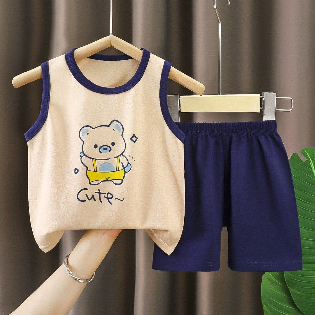 Baju Singlet Budak Lelaki 6mths-6yrs Baby Boy Clothes Set Sleeveless Kanak Basahan Baju Harian Anak