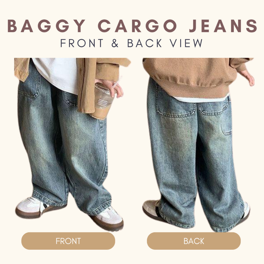 Seluar Panjang Jeans Budak Lelaki 1-12Y Kids Boy Jeans Long Baggy Cargo Pants Baby Boy Jalan Anak Kanak