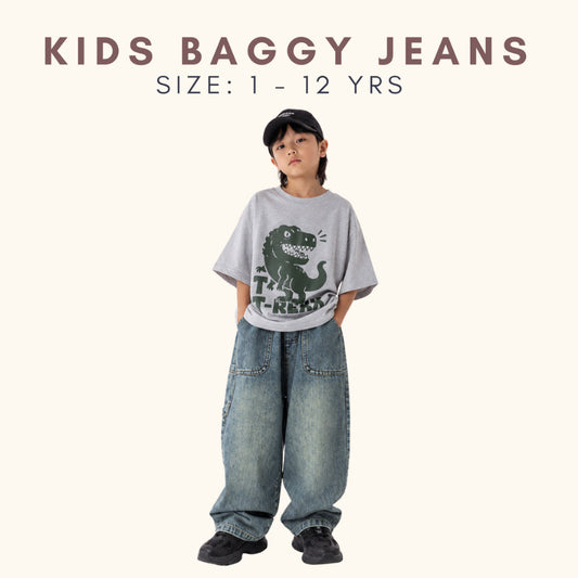 Seluar Panjang Jeans Budak Lelaki 1-12Y Kids Boy Jeans Long Baggy Cargo Pants Baby Boy Jalan Anak Kanak