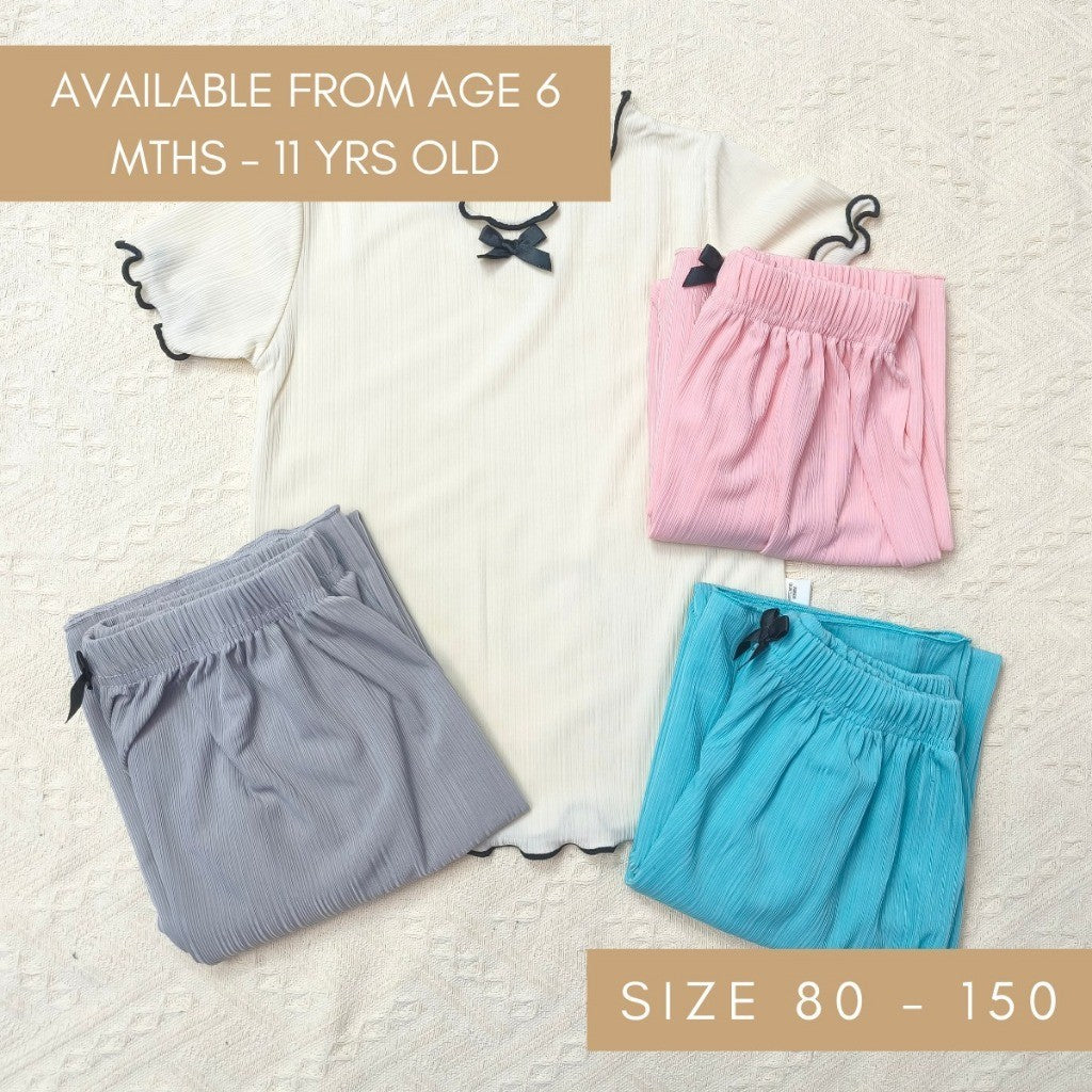 Seluar Panjang Budak Perempuan 6M-11Y Kids Girl Long Pants Cooling Ice Silk Baby Girl Baju Raya Trousers Toddler Pants