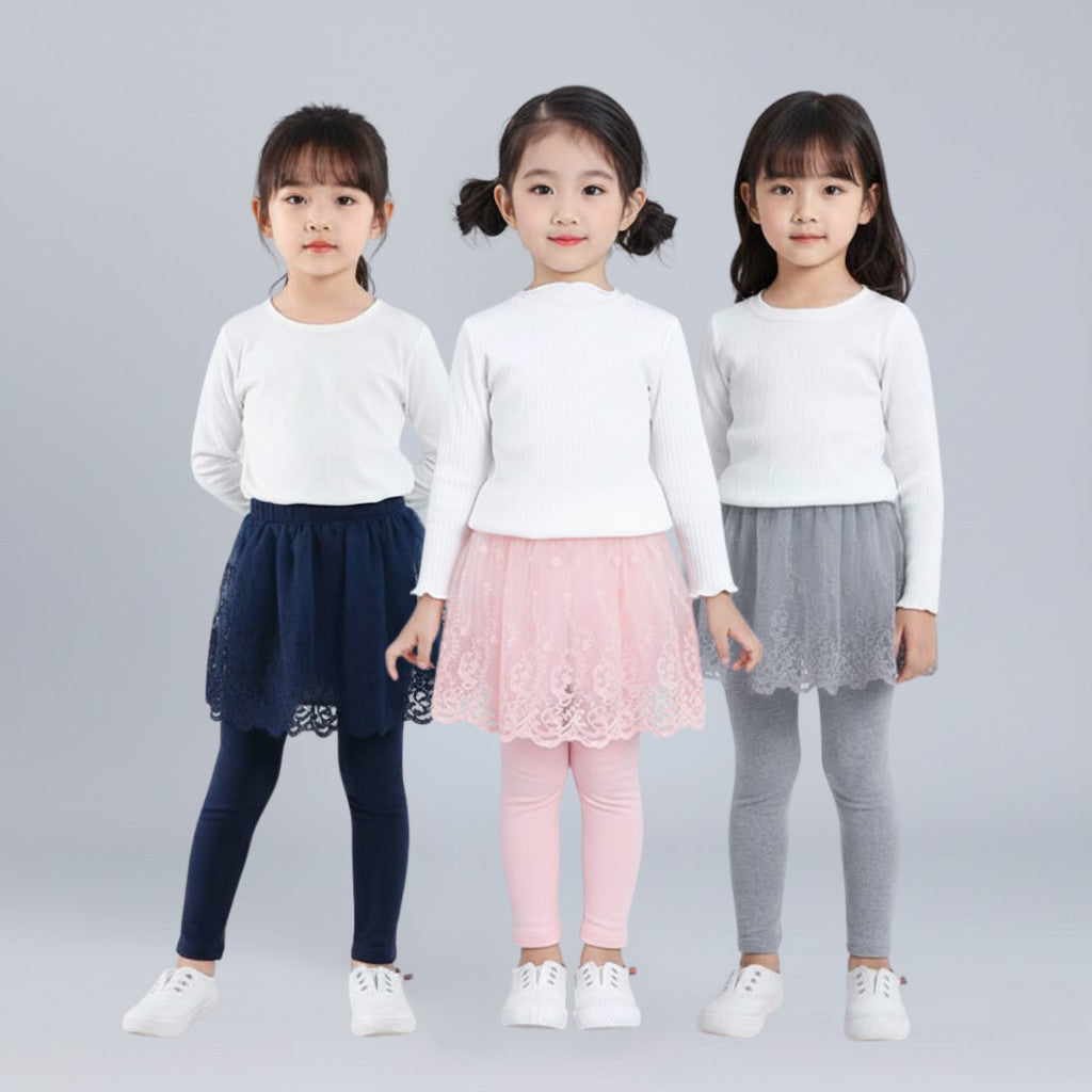 Tutu Skirt Legging Kids Girl 1-7Y Baby Girl Skirt Pants Cotton Lace Baju Raya Trousers Seluar Panjang Budak Perempuan