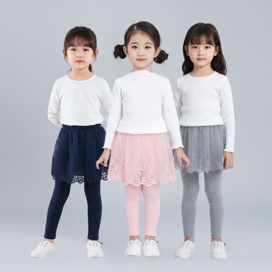 Tutu Skirt Legging Kids Girl 1-7Y Baby Girl Skirt Pants Cotton Lace Baju Raya Trousers Seluar Panjang Budak Perempuan