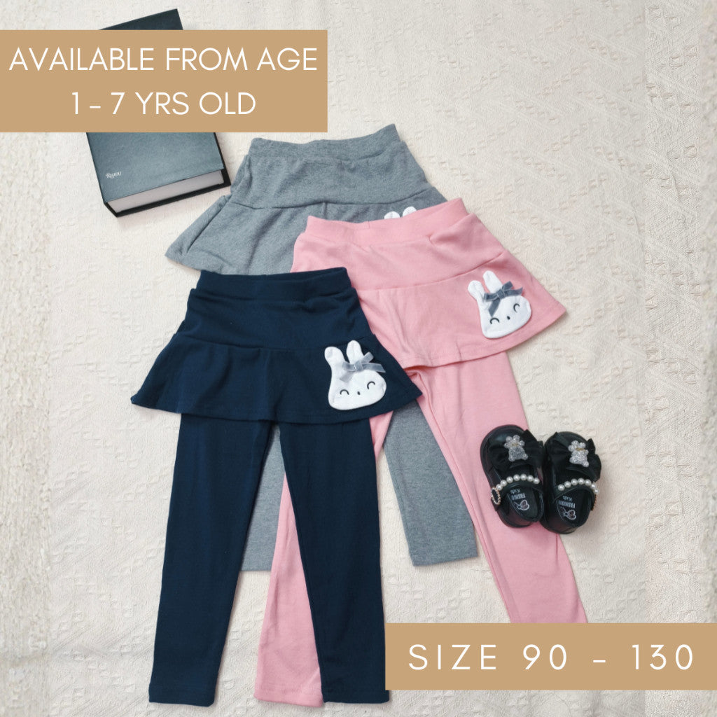 Kids Girl Skirt Legging 1-7Y Seluar Budak Perempuan Legging Bunny Tutu Pants Skirt Cotton Toddler Jalan Baju Raya Anak