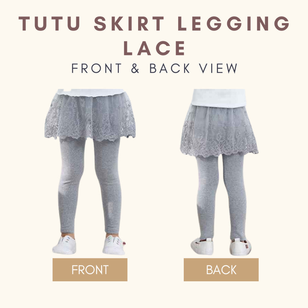 Tutu Skirt Legging Kids Girl 1-7Y Baby Girl Skirt Pants Cotton Lace Baju Raya Trousers Seluar Panjang Budak Perempuan