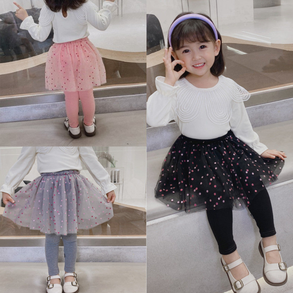 Kids Girl Tutu Pants Skirt Legging 1-7Y Seluar Budak Perempuan Polka Dots Baby Girl Long Pants Toddler Jalan Baju Raya