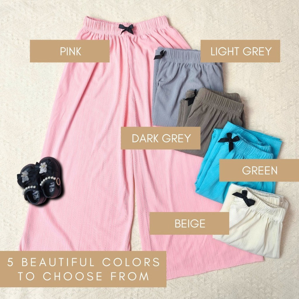 Seluar Panjang Budak Perempuan 6M-11Y Kids Girl Long Pants Cooling Ice Silk Baby Girl Baju Raya Trousers Toddler Pants