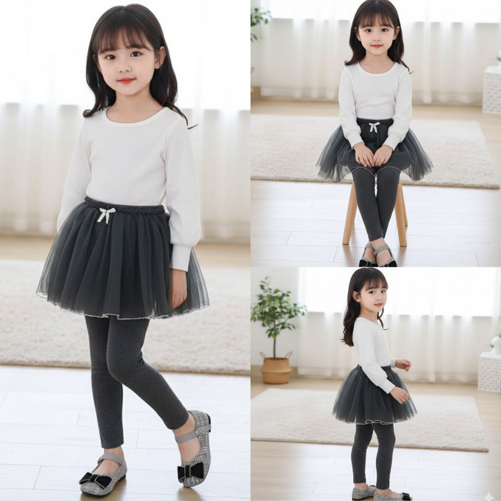 Legging Baby Girl 1-7Y Tutu Skirt Legging Kids Girl Ribbon Baju Raya Seluar Panjang Budak Perempuan Toddler Pants Skirt