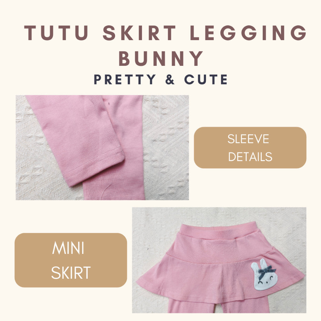 Kids Girl Skirt Legging 1-7Y Seluar Budak Perempuan Legging Bunny Tutu Pants Skirt Cotton Toddler Jalan Baju Raya Anak