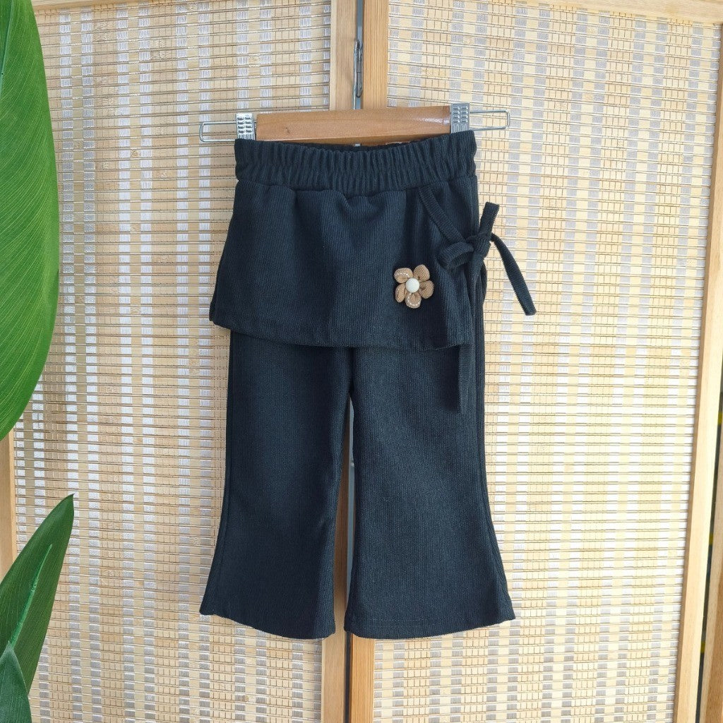 Seluar Panjang Budak Perempuan 6M-11Y Baby Girl 2 in 1 Piece Flared Pants with Flower Kids Toddler Long Pants Baju Raya